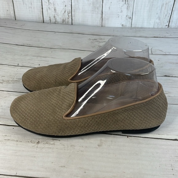 Taupe French Sole New York FSNY Textured Suede Smoking Loafer Flats - Picture 9 of 12